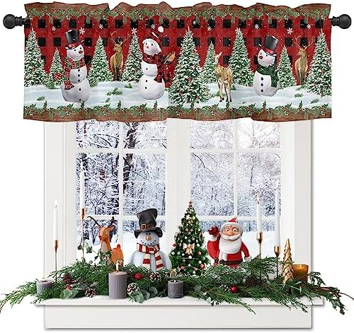 Christmas Snowman Valance Kitchen Curtains - Image 2