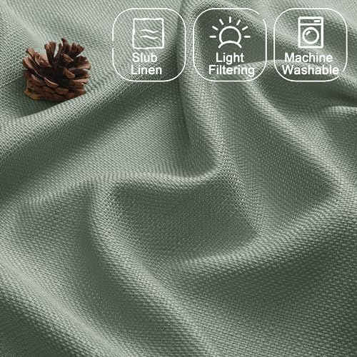 Chyhomenyc Sage Green Valance for Windows, Light Filtering Faux Linen Solid - Image 2