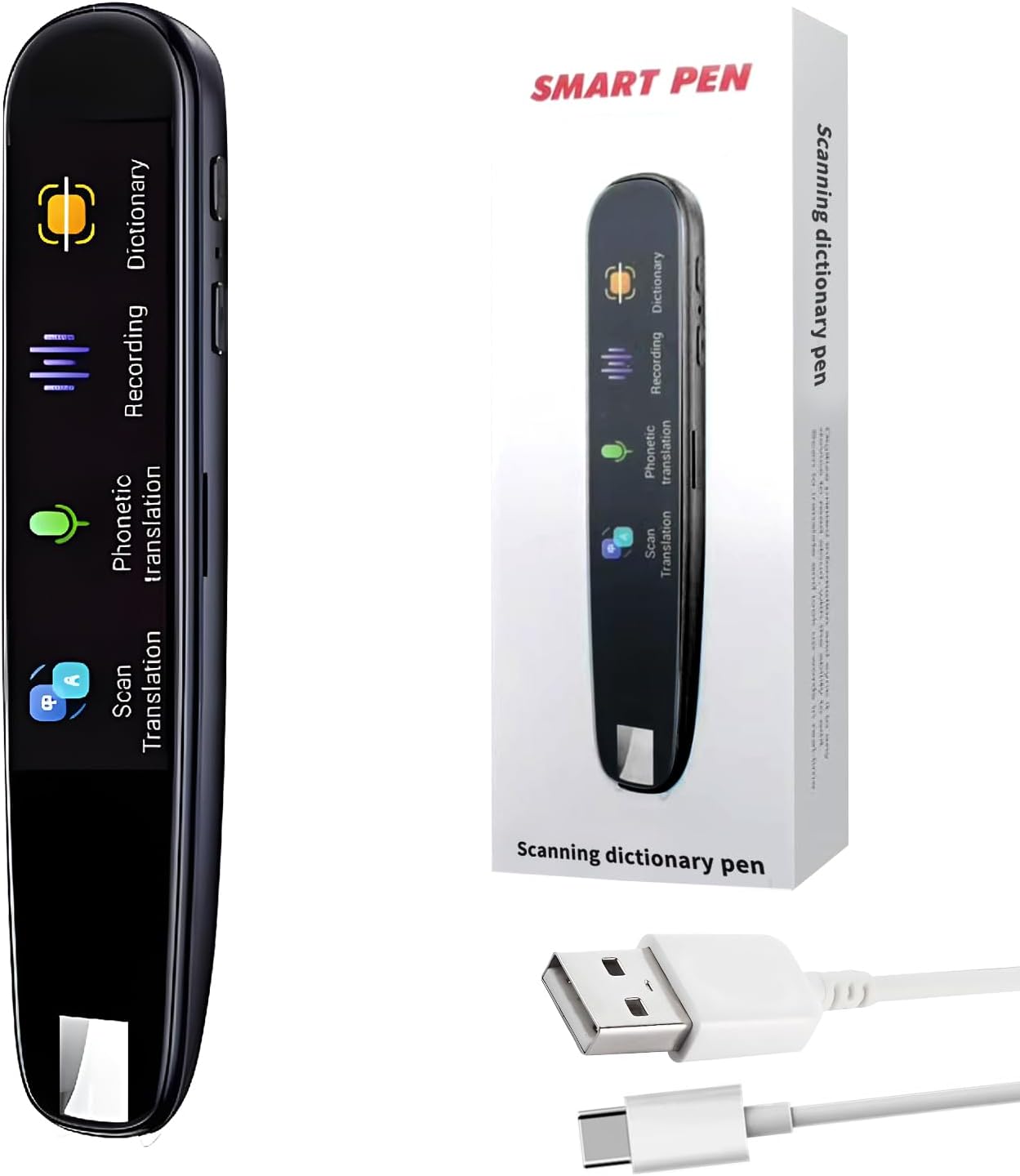 Translation Scanning Pen, OCR Digital Reading Pen with 112 Language, Pen Scanner Reader, Scan Reader Pen, Wireless Translation Pen Scanner for Students Adults Traveler Business (Black)