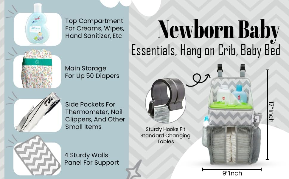 Chevron Pattern Diaper Caddy and Nursery Organizer - Image 5