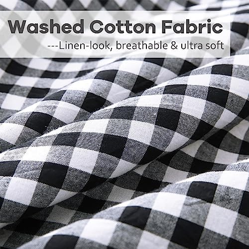 2 Pack Black Gingham Ruffle Euro Shams Pillow Covers 26"x26" - Image 6