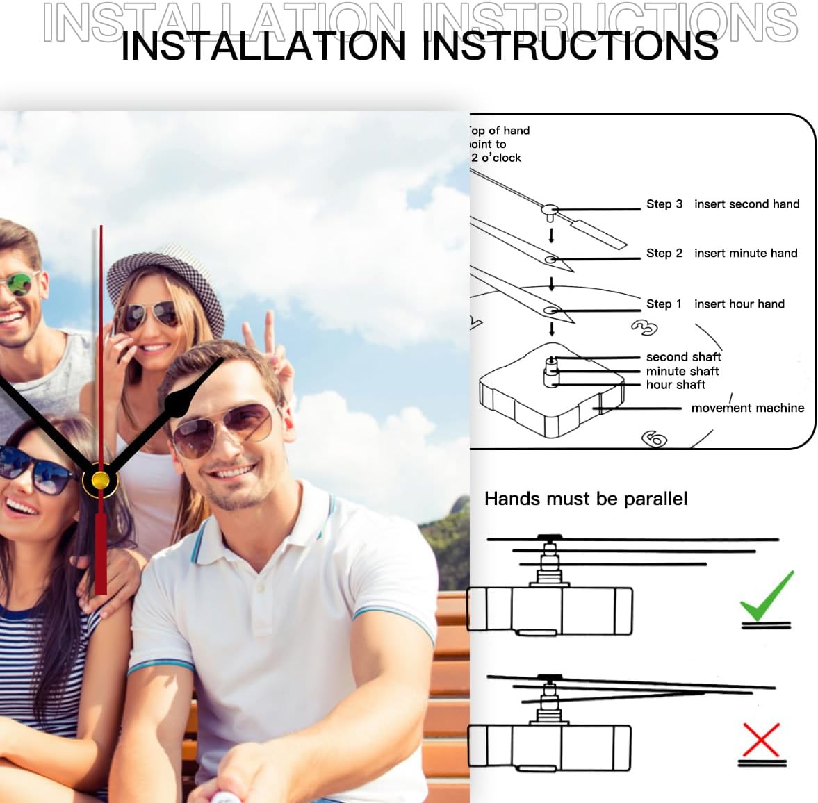 Custom Clocks for Walls Personalized Clocks with Photo Text Logo Customize Gifts for Kitchen Bathroom Home Creative