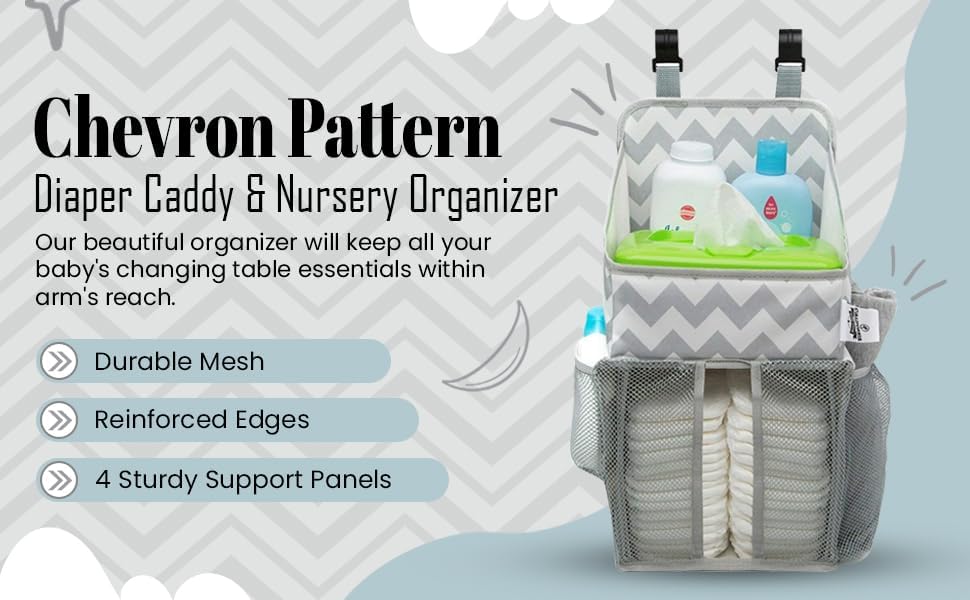 Chevron Pattern Diaper Caddy and Nursery Organizer - Image 3