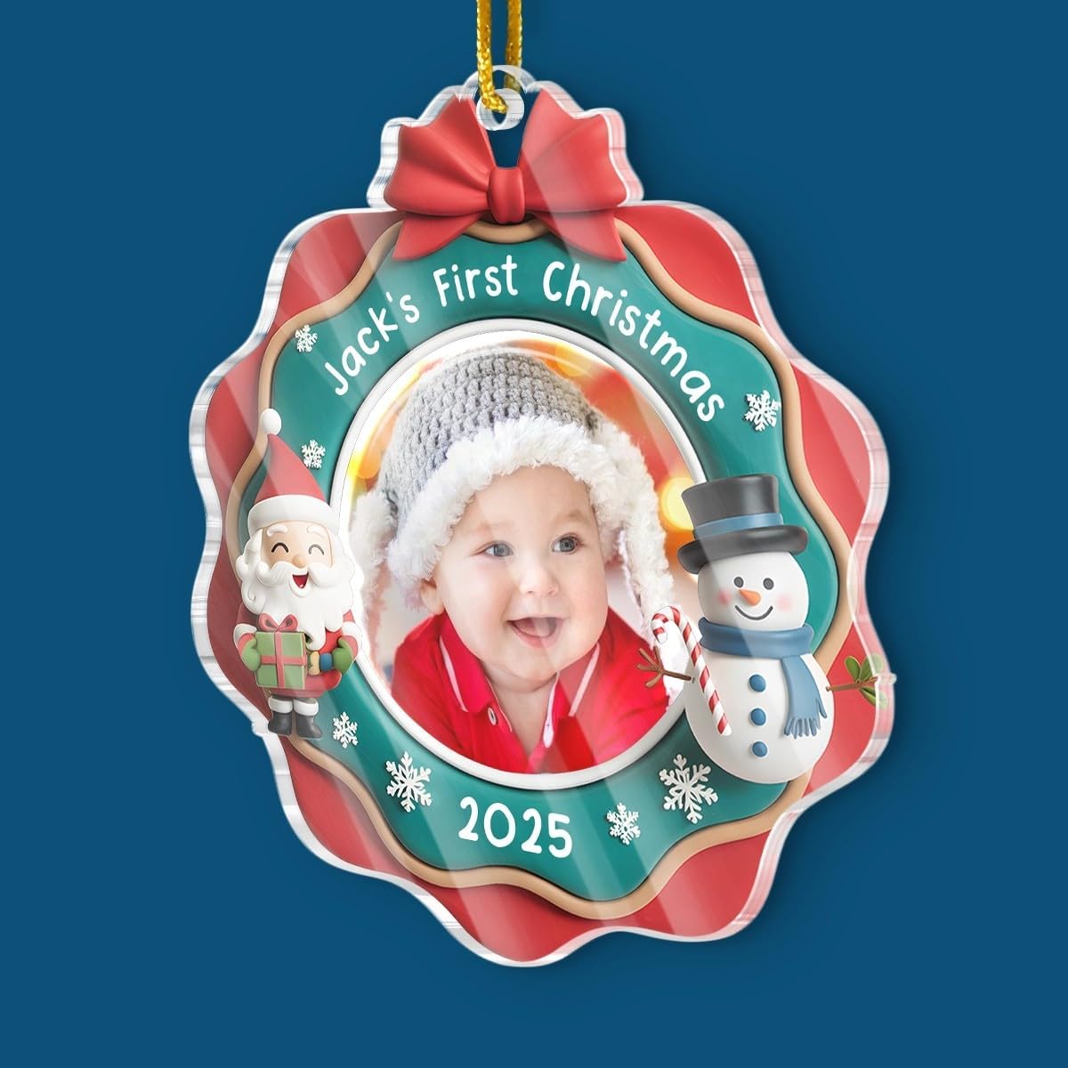 Pawfect House Custom Photo Acrylic Ornament, Personalized Christmas Baby Shower, Gender Reveal Gifts For New Moms, New Dads, New Parents, Christmas Tree Decorations For New Parents, House Warming Gift