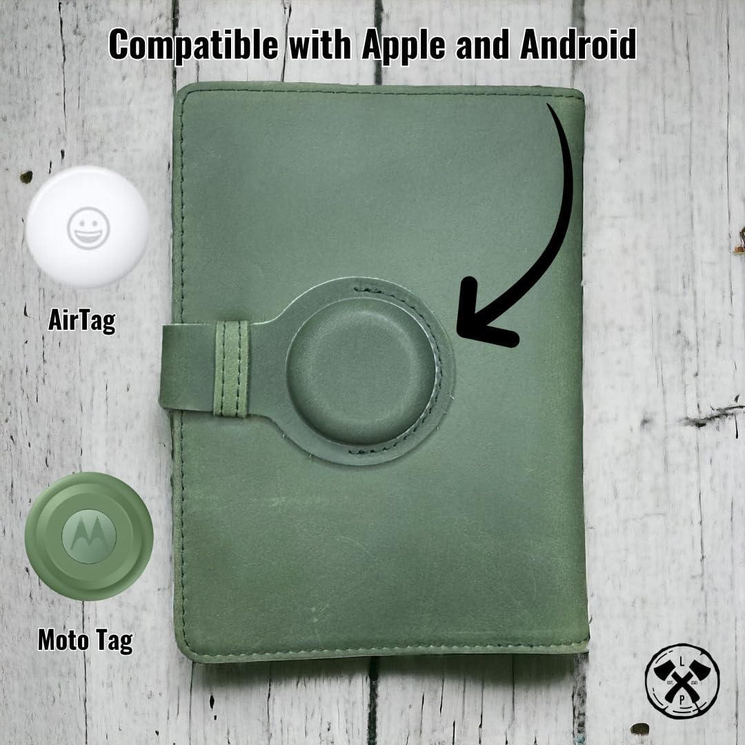 Genuine Leather Passport Holder Compatiable with and Moto Tag Wallet for Men and Women RFID Blocking for Secure Traveling and Documentation Organizer (Green)