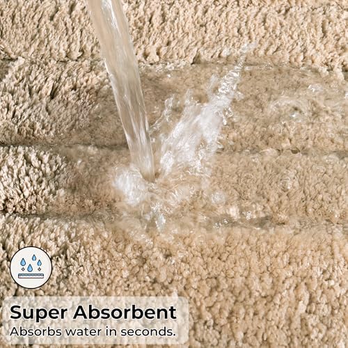 GRANNY SAYS Beige Bathroom Rugs Set 2 Piece, Soft Microfiber Bath Mats - Image 6