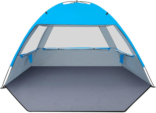 Gorich Beach Tent Sun Shelter for 3/4-5/6-7/8-10 Person with UPF 50＋ UV Protection, Lightweight & Easy Setup Beach Shade Canopy, Portable Beach Shade Tent Beach Cabana