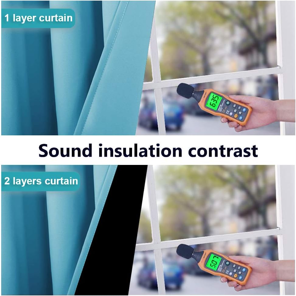 NICETOWN 100% Blackout Short Curtains with Black Liners, 2 Panels, 37" W by 50" L, Teal Blue, Solid Thermal Insulated Full Blackout 2-Layer Lined Drapes, Energy Efficiency Window Draperies for Bedroom