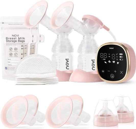 NCVI Electric Breast Pump 8782, Portable Hospital-Grade Double Pump with 4 Modes & 9 Levels, Anti-Backflow, Rechargeable Quiet Breastfeeding Pump for Efficient Comfortable Use at Home, Work or Travel