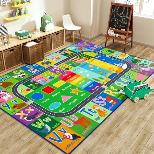HOMORE Kids Educational Rug, 4x6 Green Kids Rugs by Homore