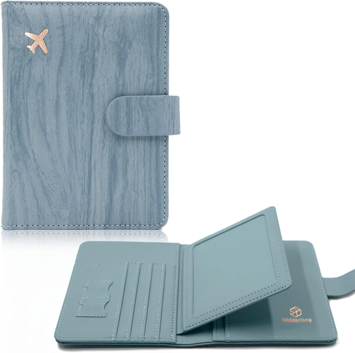 Melsbrinna Rfid Passport Holder for Travel women/Men, Cute Passport Wallet Rfid Blocking Card Slots, Rfid Passport Cover/CaseTravel Wallet, Passport Book Holder (1, Blue1)