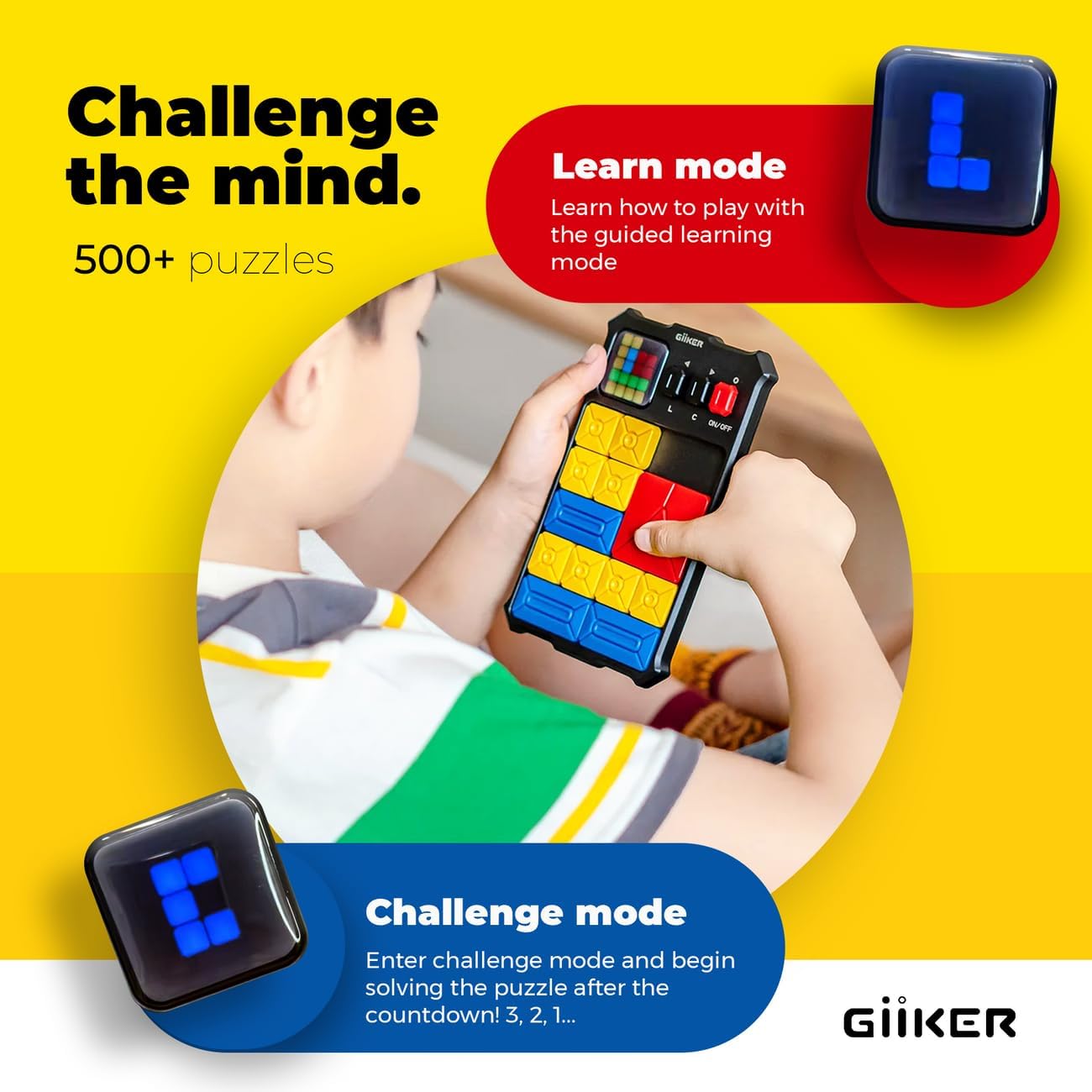 GiiKER Super Slide Puzzle Games, Original 500+ Challenges Brain Teaser Puzzle, Toys for Kids Teens, Travel Games Birthday Gifts Stocking Stuffers for Boys Girls, Activities for Road Trips
