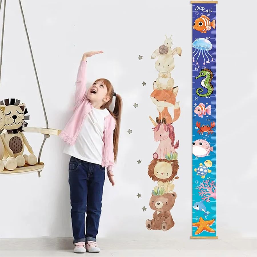 Canvas Baby Kids Growth Chart, Ocean Height Measurement Wall Hanging - Image 5