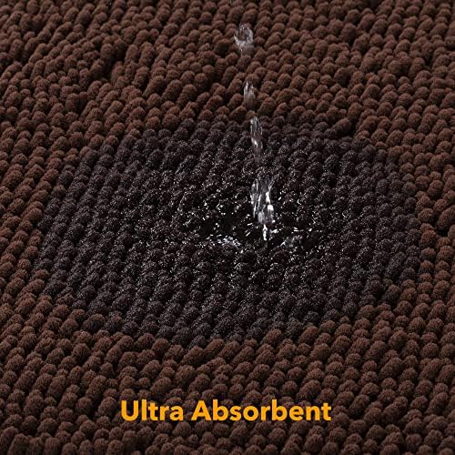 Yeaban Chenille Brown Bathroom Rug 40"x60", Non-Slip Rubber Backing - Image 4