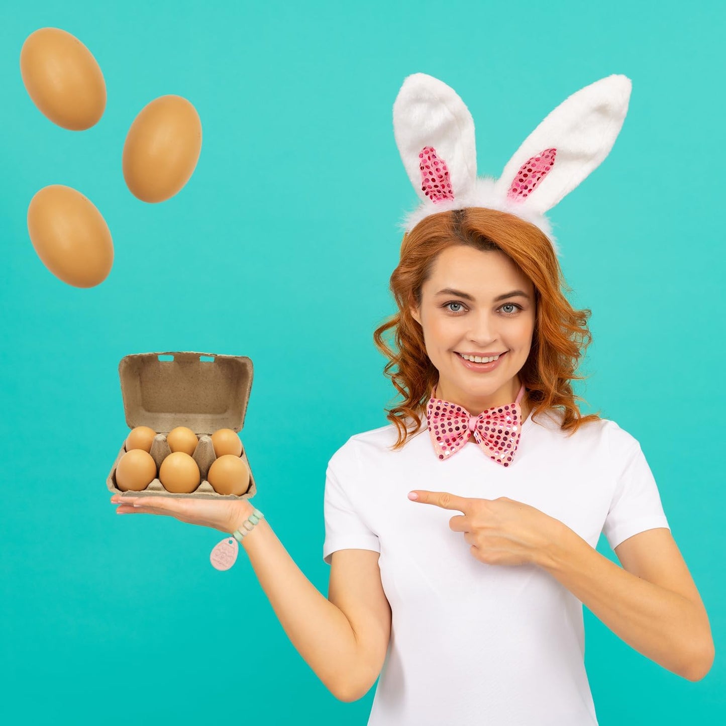 Wooden Fake Eggs, Life Size Brown Eggs Perfect for Easter Crafts, Décor and Egg Hunts, 2.3" Inches (6-Pack)