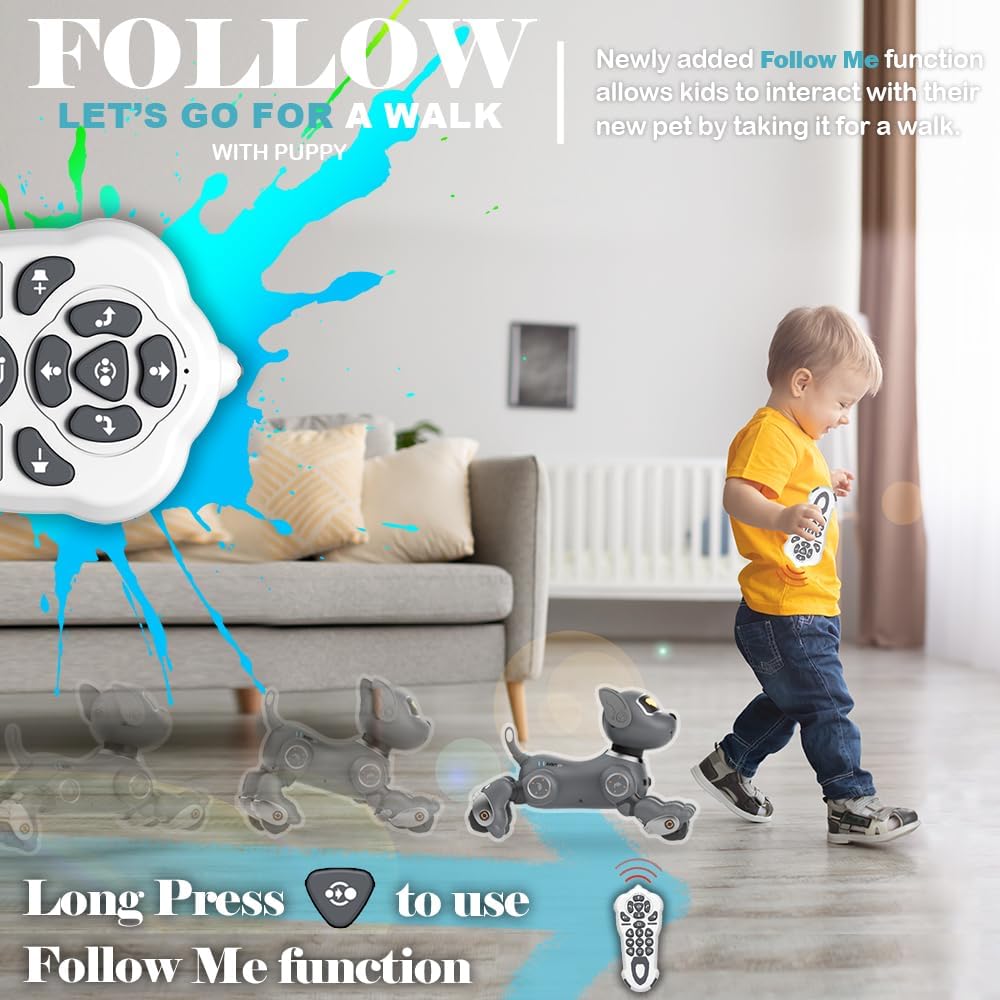 VATOS Robot Dog Toy for Kids, Voice & 2.4GHz Remote Control Robot Pet with Interactive Touch Sensors, Over 20+ Responses, Program Mode, Robotic Puppy Toy for Kids Boys & Girls