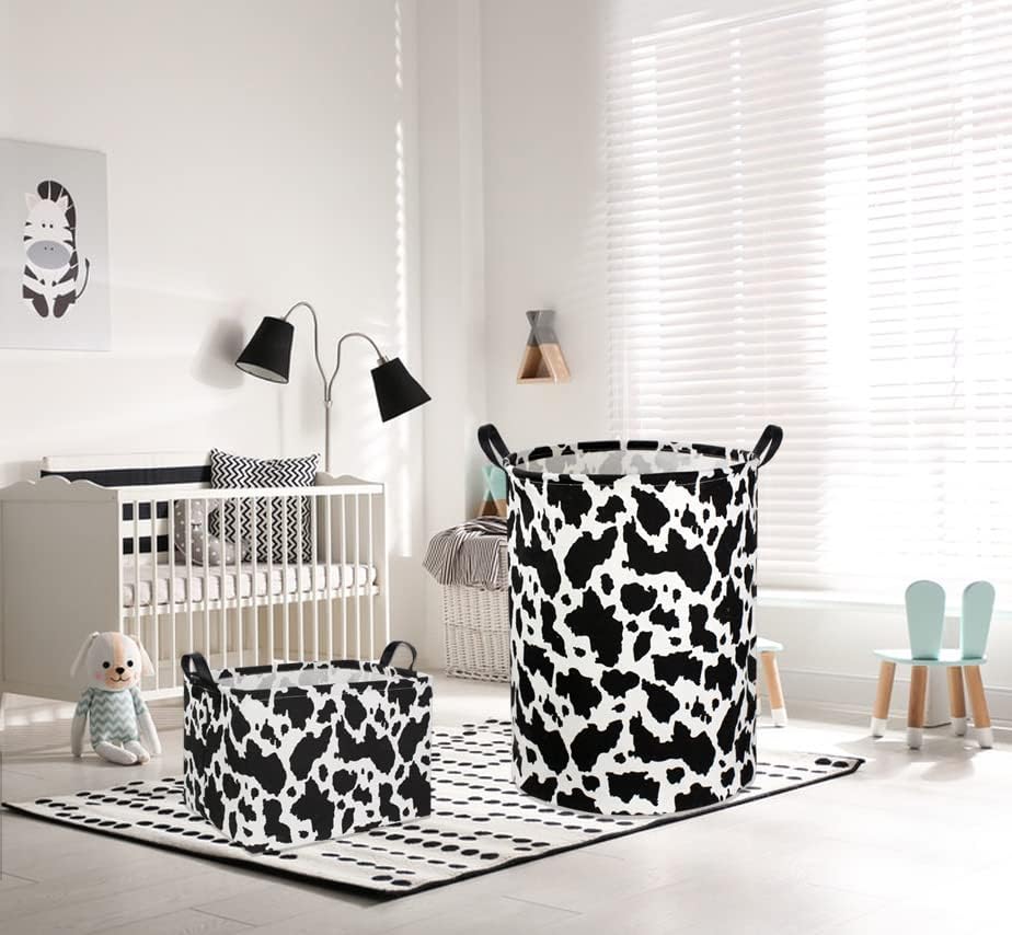Rectangle Cow Basket Cow Print Storage Bins Cute Canvas Organizer Bin - Image 3