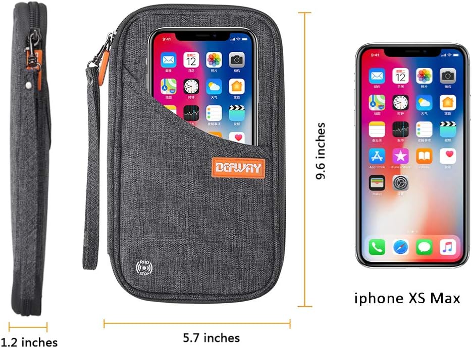 defway Passport Holder Travel Wallet - Family Passport Holder of 4, RFID Blocking Passport Wallet for Men Women, Travel Essentials for Flying, GREY