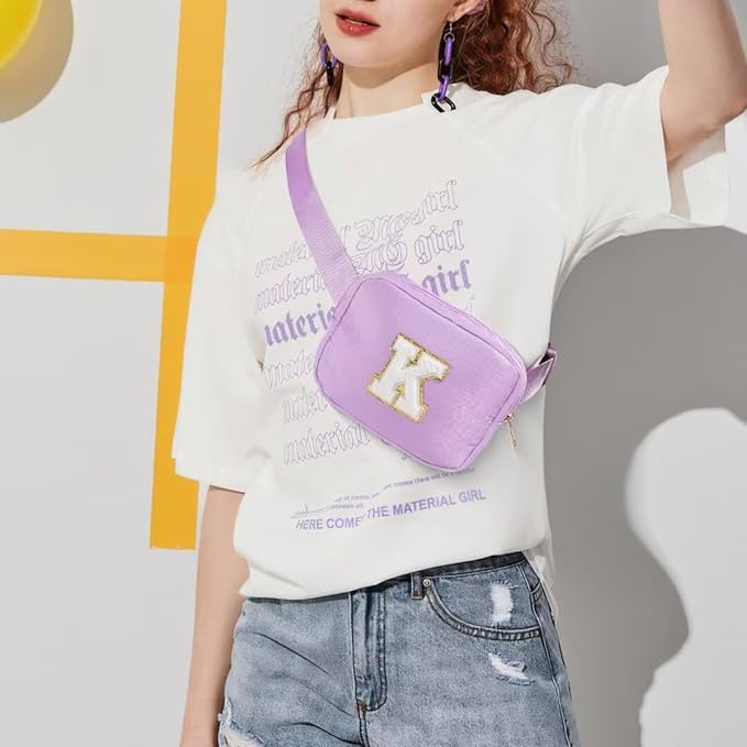 YOOLIFE Birthday Gifts for 4 5 6 7 8 9 10 11 12 13 14 Year Old Girls - Initial Fanny Pack Belt Bag Purse for Girls Teens Daughter Sister Niece, Personalized Trendy Stuff for Teen Girl Kids | Purple N