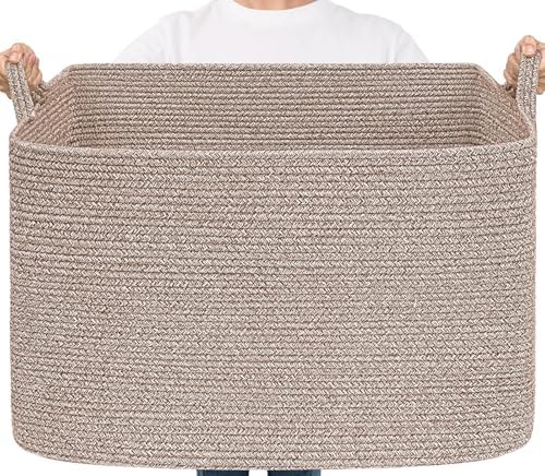 Goodpick 105L Extra Large Woven Rope Blanket Basket by Goodpick