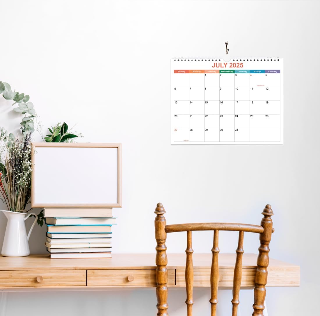Calendar 2025-2026, Wall Calendar 2025-2026 from September 2025 - December 2026, 18 Months Calendar with Premium Paper, Twin-Wire Binding & Hanging Hook, 8.5" x 11", Colorful