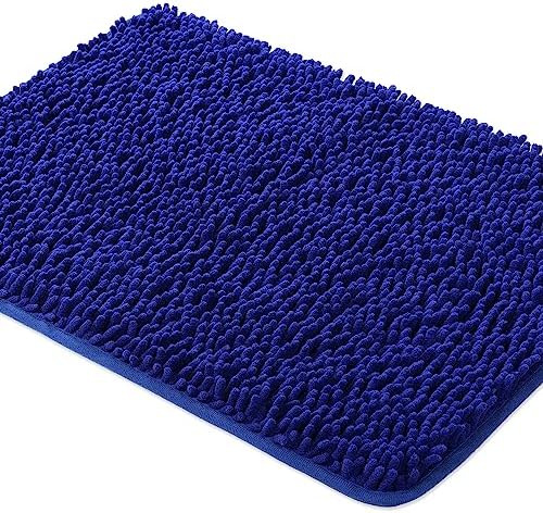 Yeaban Chenille Royal Blue Bathroom Rug 26"x44", Non-Slip Rubber Backing by Yeaban