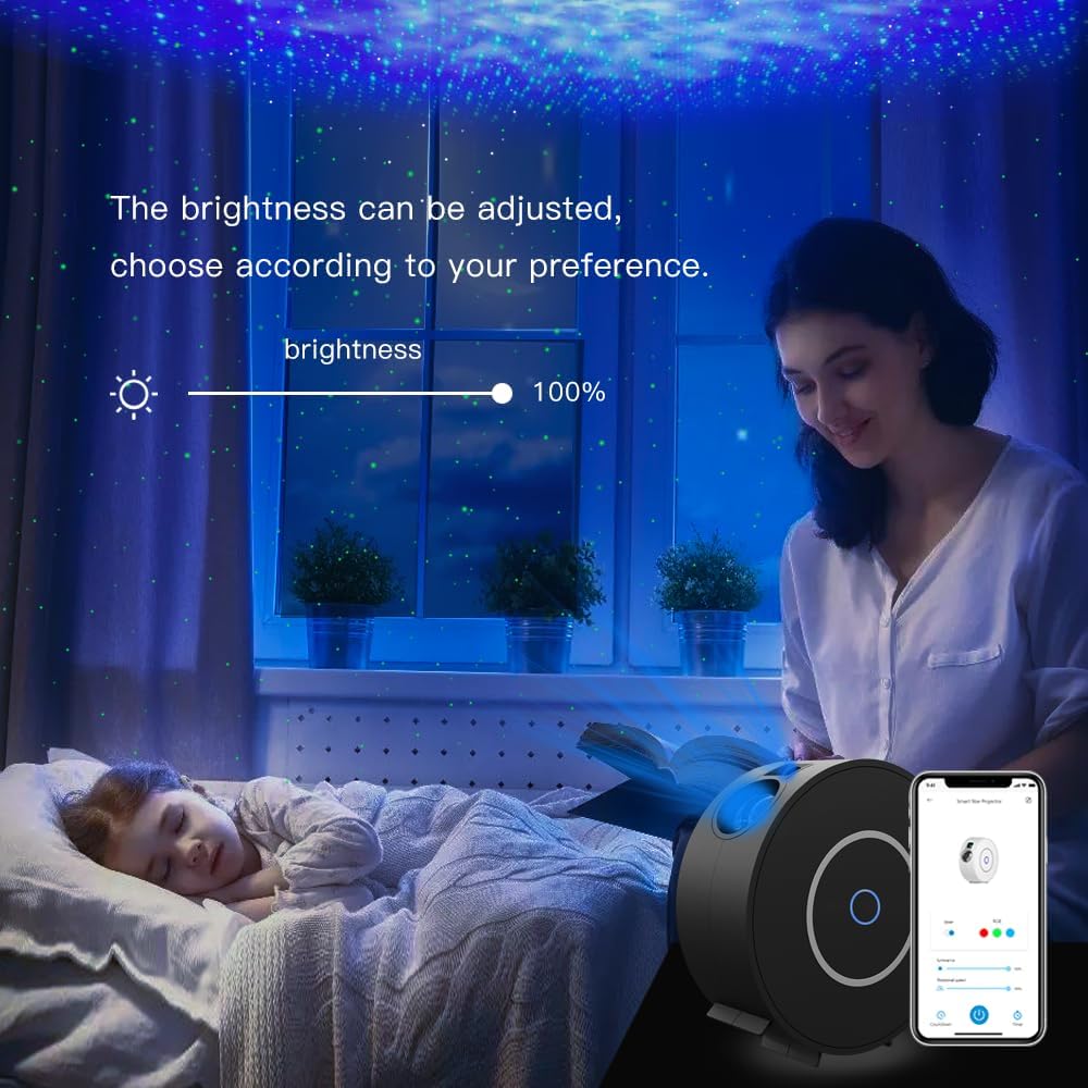 Star Projector, Galaxy Projector for Bedroom, Smart APP & Voice Control Galaxy lamp, Compatible with Alexa & Google Home, for Kids Adults Bedroom,Room Decor,Game Room,Party (Black Round)