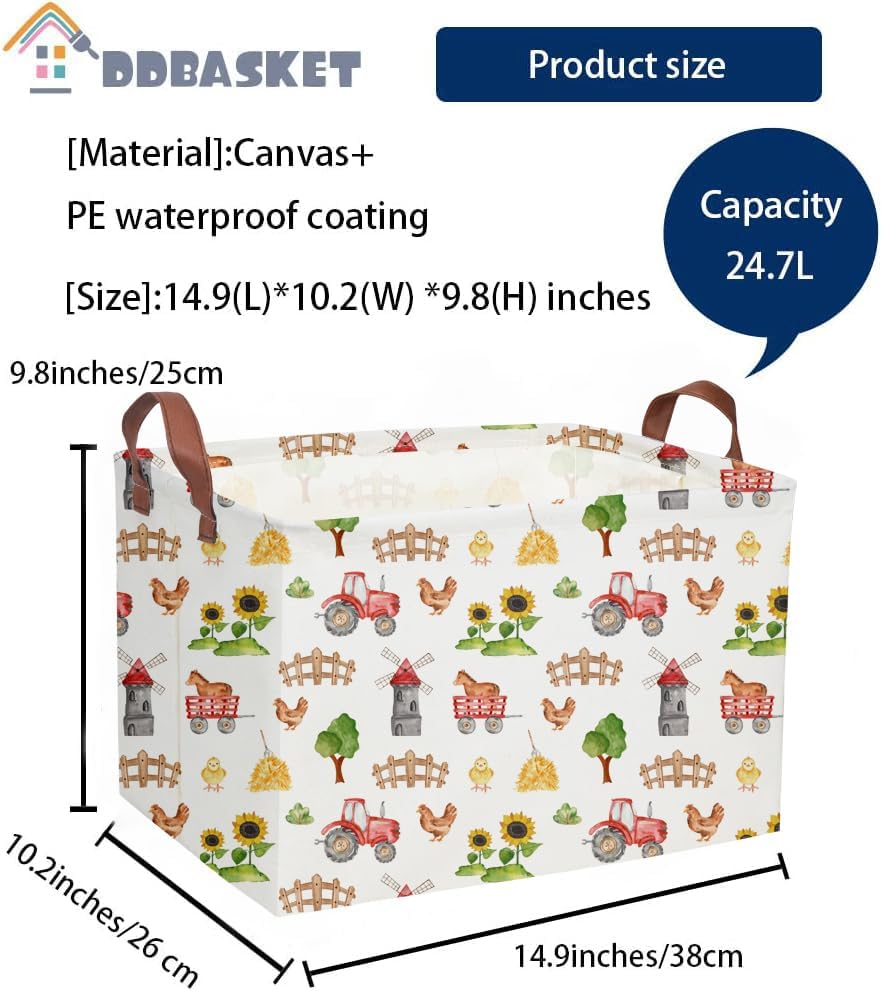 Cute Basket Farm Baskets for Home Decor Basket Rectangular Storage Bin - Image 2