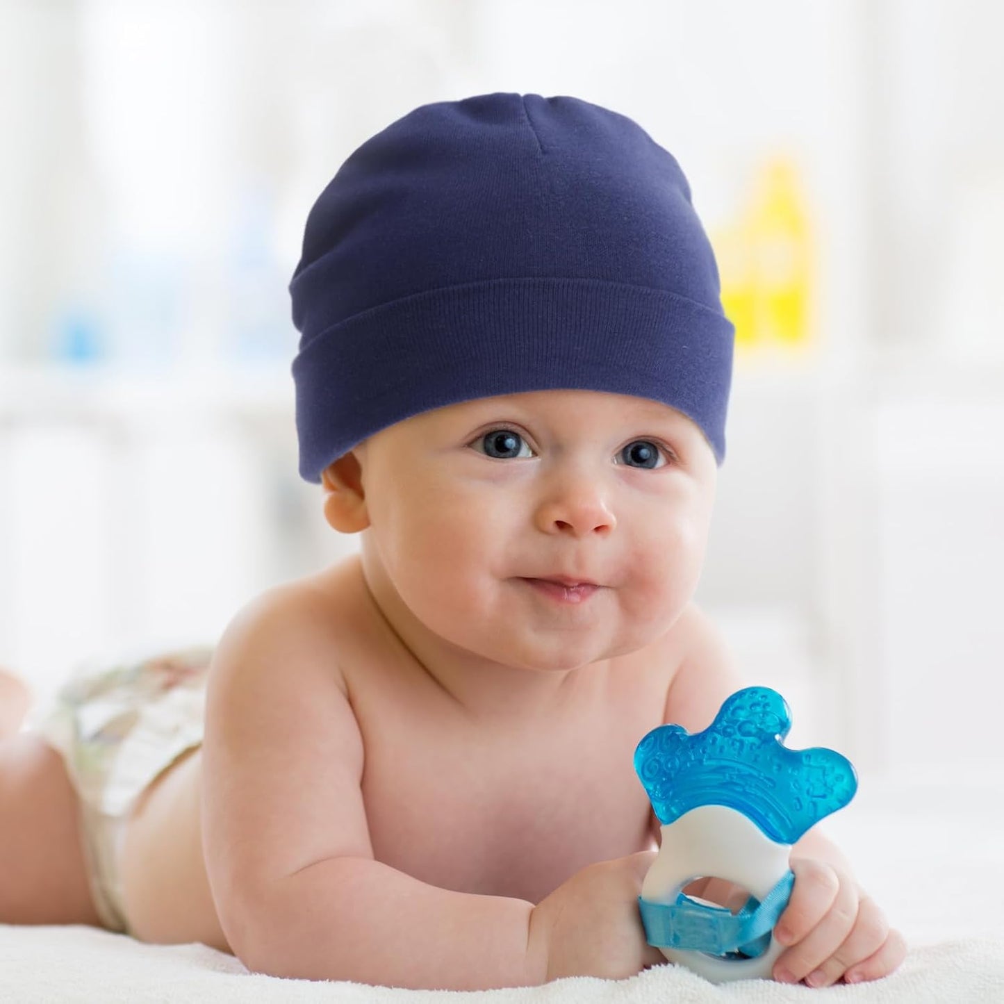DRESHOW BQUBO 4 Pieces Baby Beanie Newborn Toddler Soft Cute Knit Hat Hospital Hats for Baby Boys Infant Cap Beanies