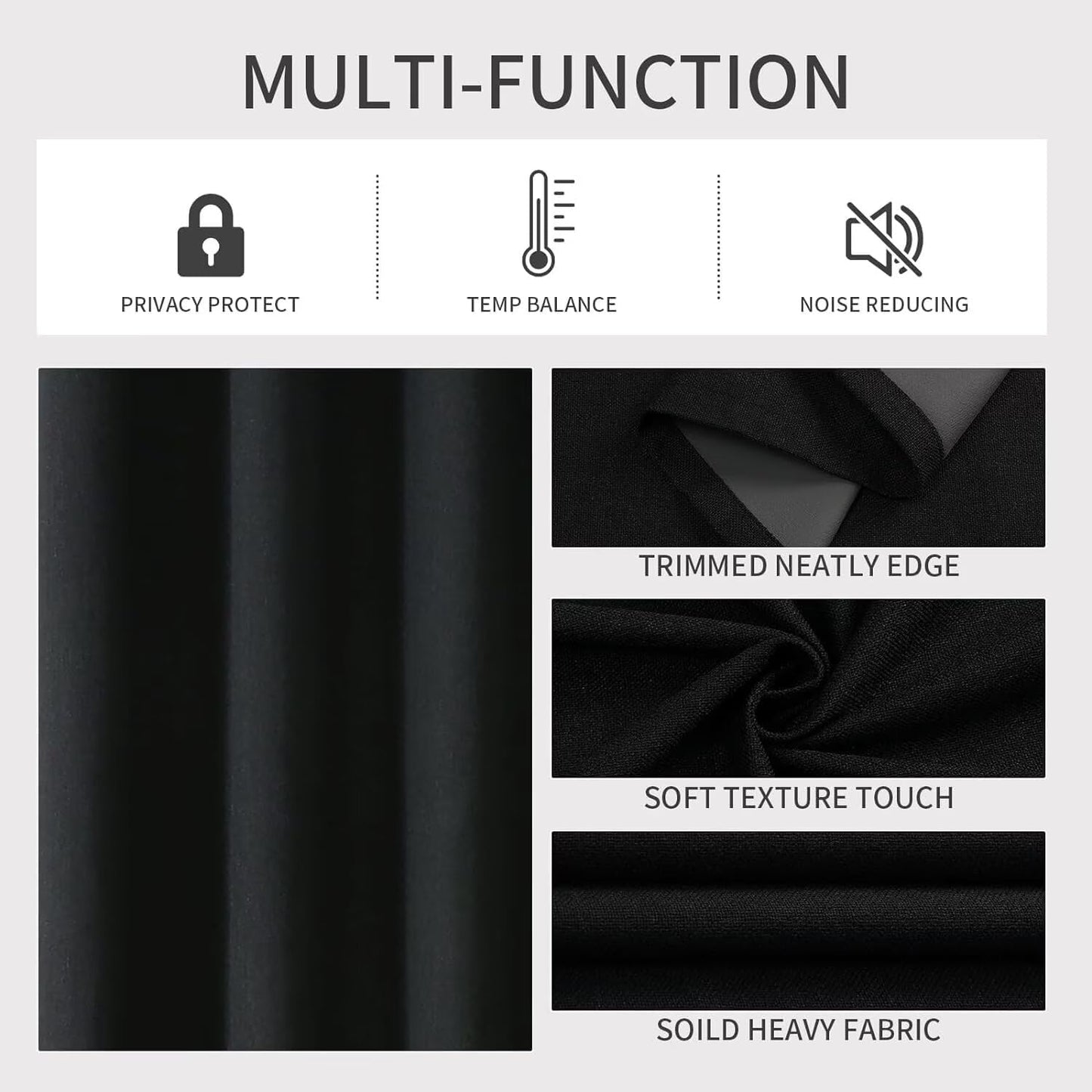 Joydeco Black Blackout Curtains 120 Inches Long, Extra Long Curtains 120 Inch Length 1 Panel for Bedroom, Thermal Insulated Linen Black Out Curtains with Grommets(100x120, Black)