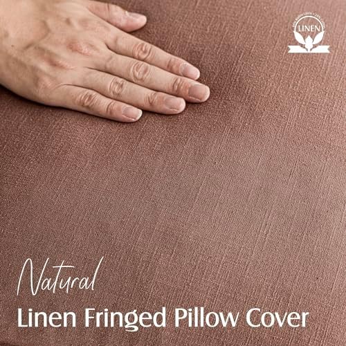 Foindtower Decorative Linen Fringe Throw Pillow Covers 24×24 Inch - Image 2