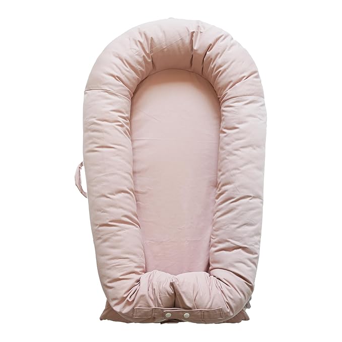 Deluxe Infant Lounger, Baby Nest Cover for Baby Girls & Boys, Newborn Essentials for Baby 0-12 Months, 100% Cotton (DustyRose)