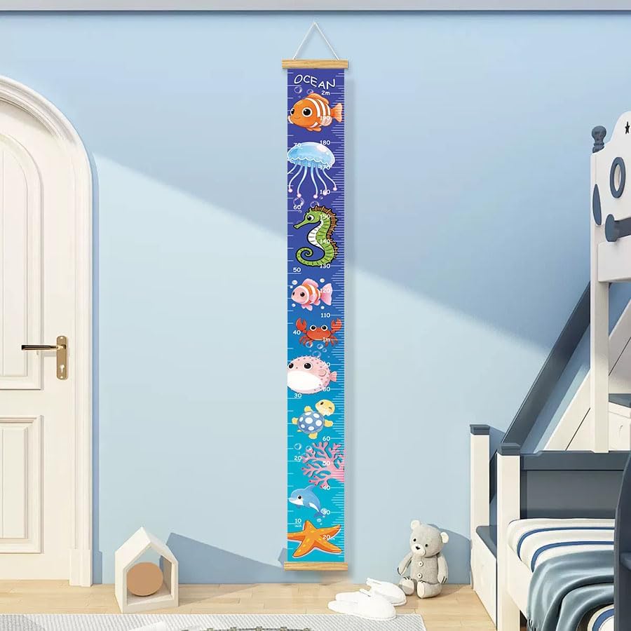 Canvas Baby Kids Growth Chart, Ocean Height Measurement Wall Hanging - Image 4