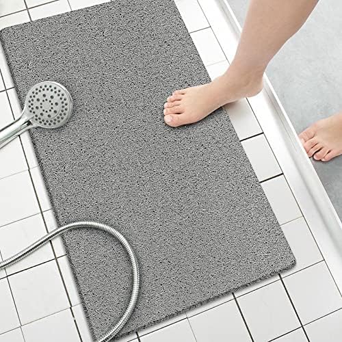 Shower Mat Non Slip Without Suction Cups, 32x17 Inch, PVC Loofah Bath Mat by HOME