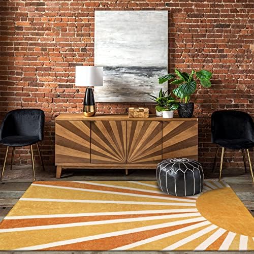 Lahome Boho Sun Print Area Rug 3x5, Washable Living Room Rug - Image 3