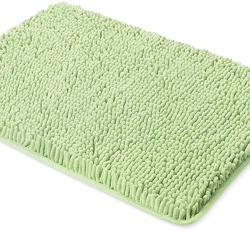 Yeaban Chenille Seafoam Green Bathroom Rug 24"x36", Non-Slip Rubber Backing by Yeaban
