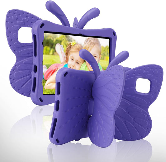 Fire HD 10 Kids Tablet 11th Gen 2021 2023 Case 10.1 Cute Butterfly Kids Pro Case with Stand Light Weight EVA Rugged Shockproof Heavy Duty Kids Friendly Full Cover for Kids Girls (Purple)