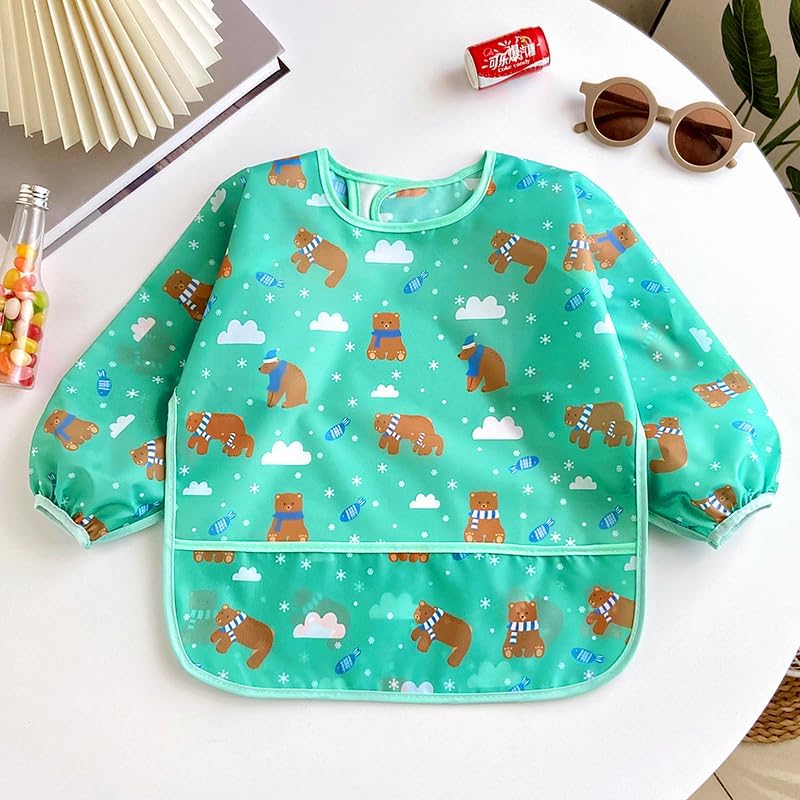 PandaEar 3 Pack Waterproof Long Sleeve Baby Bibs - Image 6