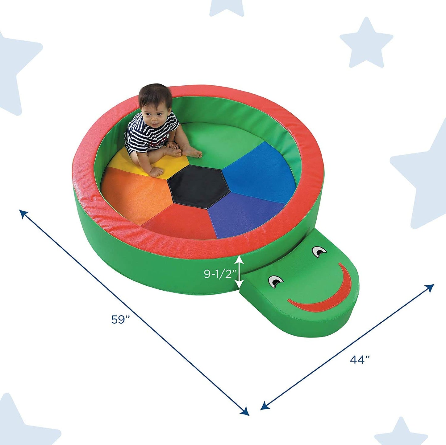 Children's Factory Turtle Hollow Play Yard, Soft Toddler Indoor Playground for Daycare, Preschool, 59" x 44" x 9.5"