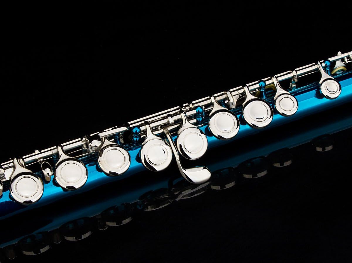Glory Closed Hole C Flute With Case, Tuning Rod and Cloth, Gloves,Sea Blue