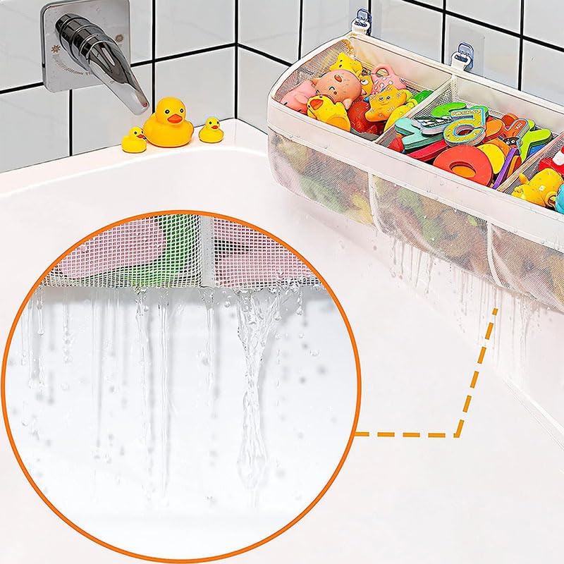 Bath Toy Storage Organizer for Tub – 3 Compartment Bath Toy Organizer, Large - Image 3