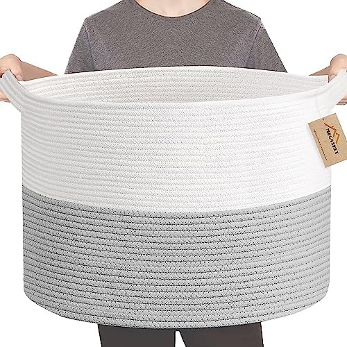 MEGASKET XXXL Large Cotton Rope Storage Bin, Woven Baby Kids Toy Storage Bin Box by MEGASKET
