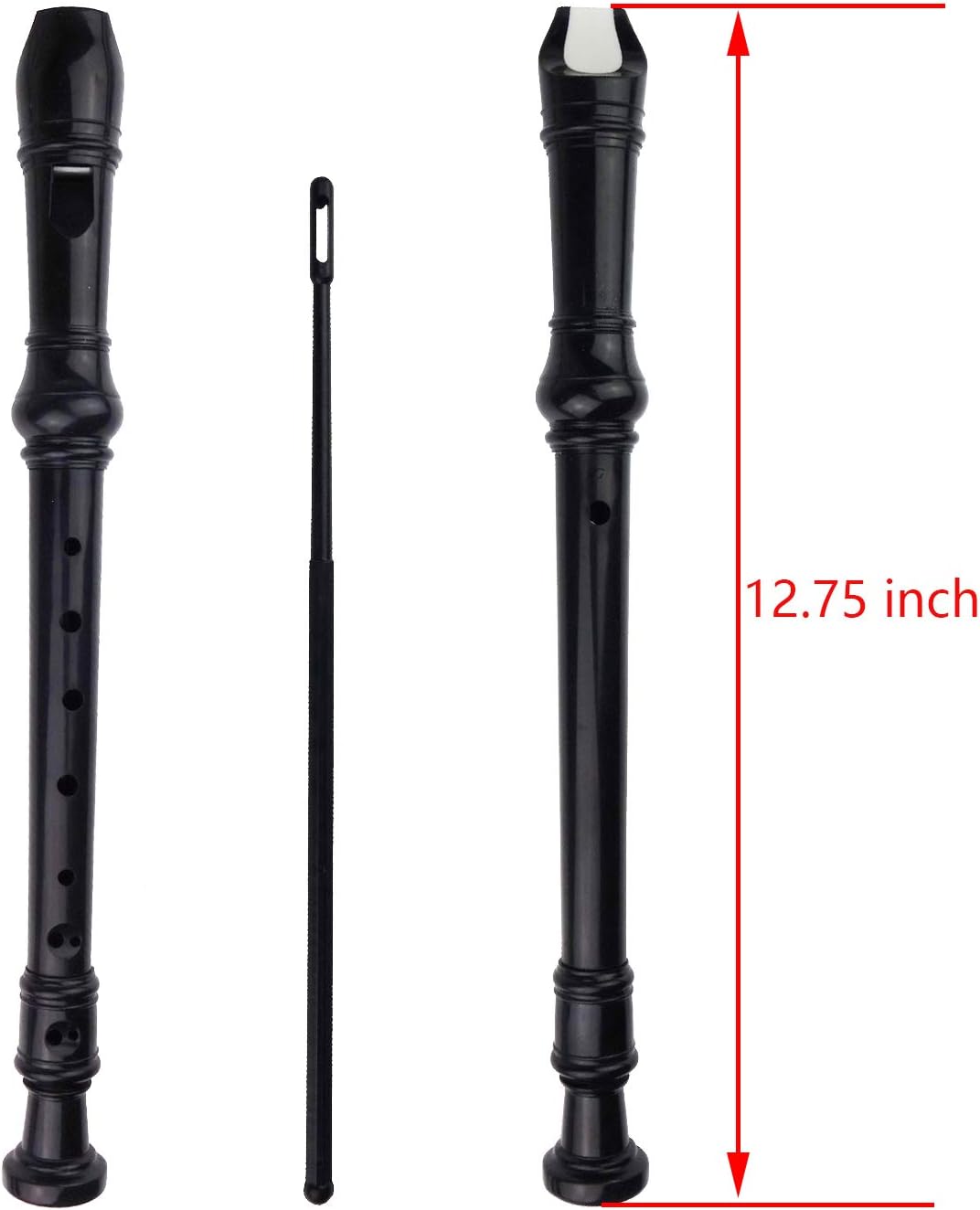 6 Pack German Style 8 Hole-3 Piece Descant Soprano Recorders with Cleaning Rod, Black Storage Bag, ABS Material (6 Colors)