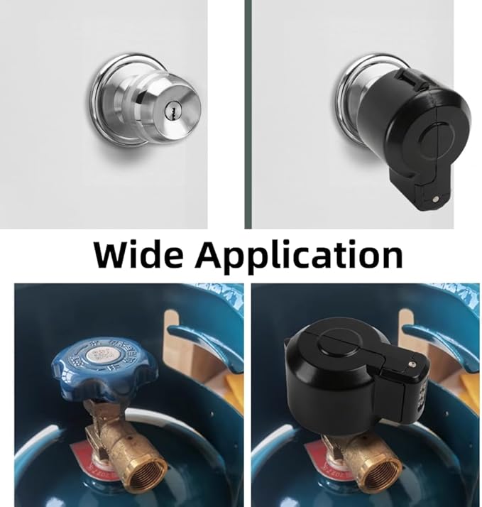 Door Knob Lockout Device Cover to Disable Doorknob/Faucet/Water Valve Hose Lock Door Handle Temporary Lock for Bedroom Door from Outside Handle Without Drilling (2, Black)