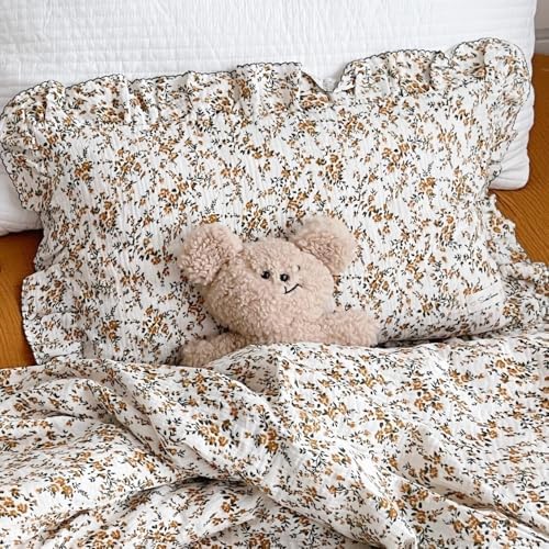 BuLuTu Shabby Chic Hibiscus Floral Pillowcase Standard Size - Image 5