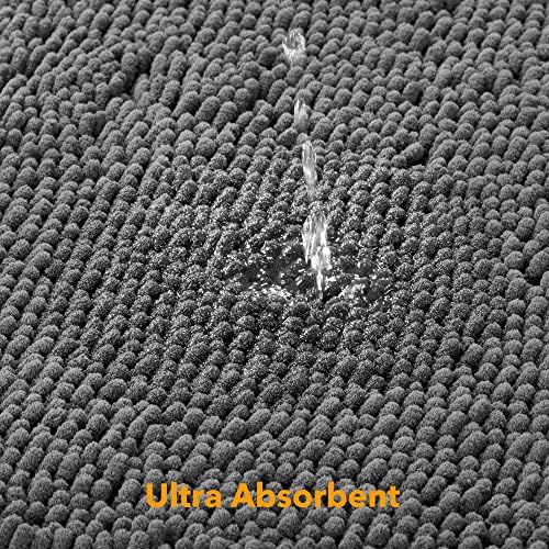 Yeaban Chenille Dark Gray Bathroom Rug 17"x24", Non-Slip Rubber Backing - Image 5