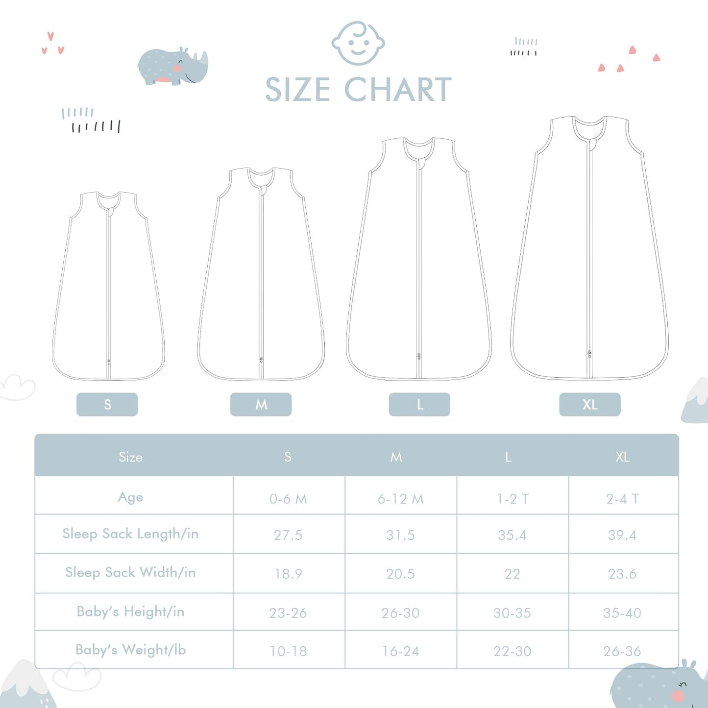 Baby Sleep Sack 2-4 T Boys & Girls Wearable Blanket 100% Organic Cotton 0.5 TOG Toddler Sleeping Sack 2- Way Zipper X-Large