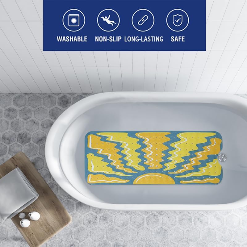 Sun Bathtub Mat Non Slip for Kids 40x16in Extra Long Anti Slip Bath Mat for Tub - Image 2