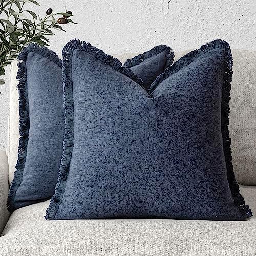 Foindtower Decorative Linen Fringe Throw Pillow Covers 22×22 Inch by Foindtower