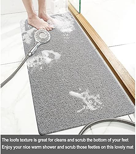 Shower Mat Non Slip Without Suction Cups, 32x17 Inch, PVC Loofah Bath Mat - Image 4